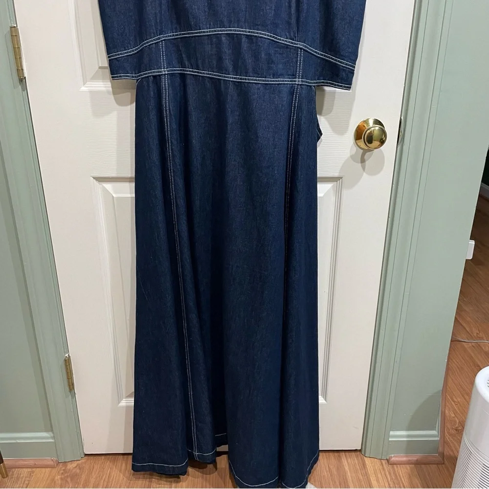 Anthropologie 2X Aureta Studio Corset Denim Cutout Plus Dress NWT - Picture 9 of 13